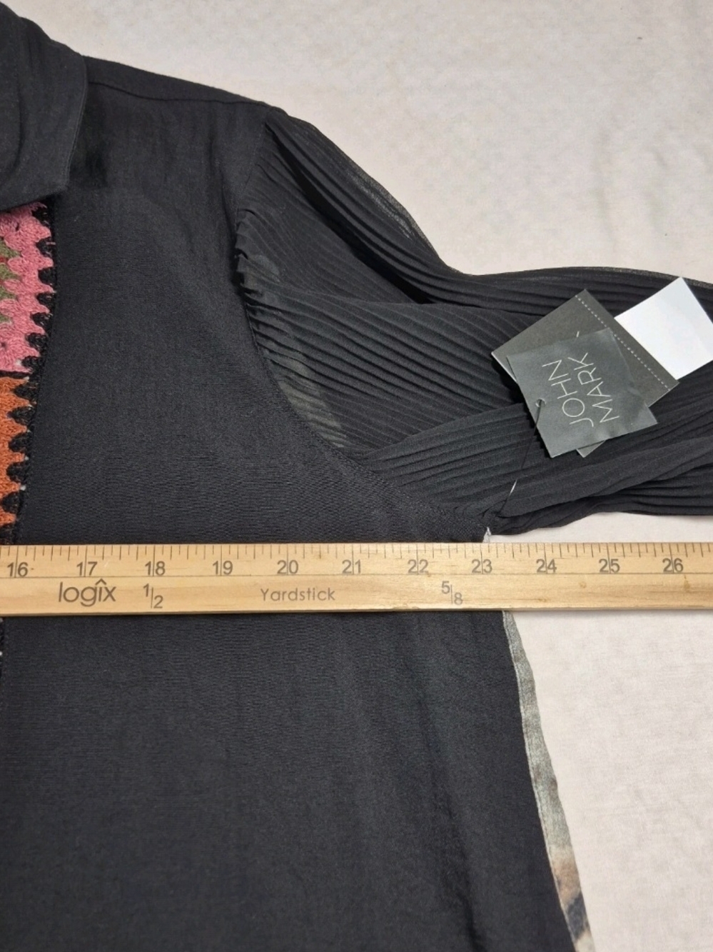 John Mark Women's Size PXL Crochet Button Up Shirt Tunic Black Long Sleeve 25 - Picture 10 of 14